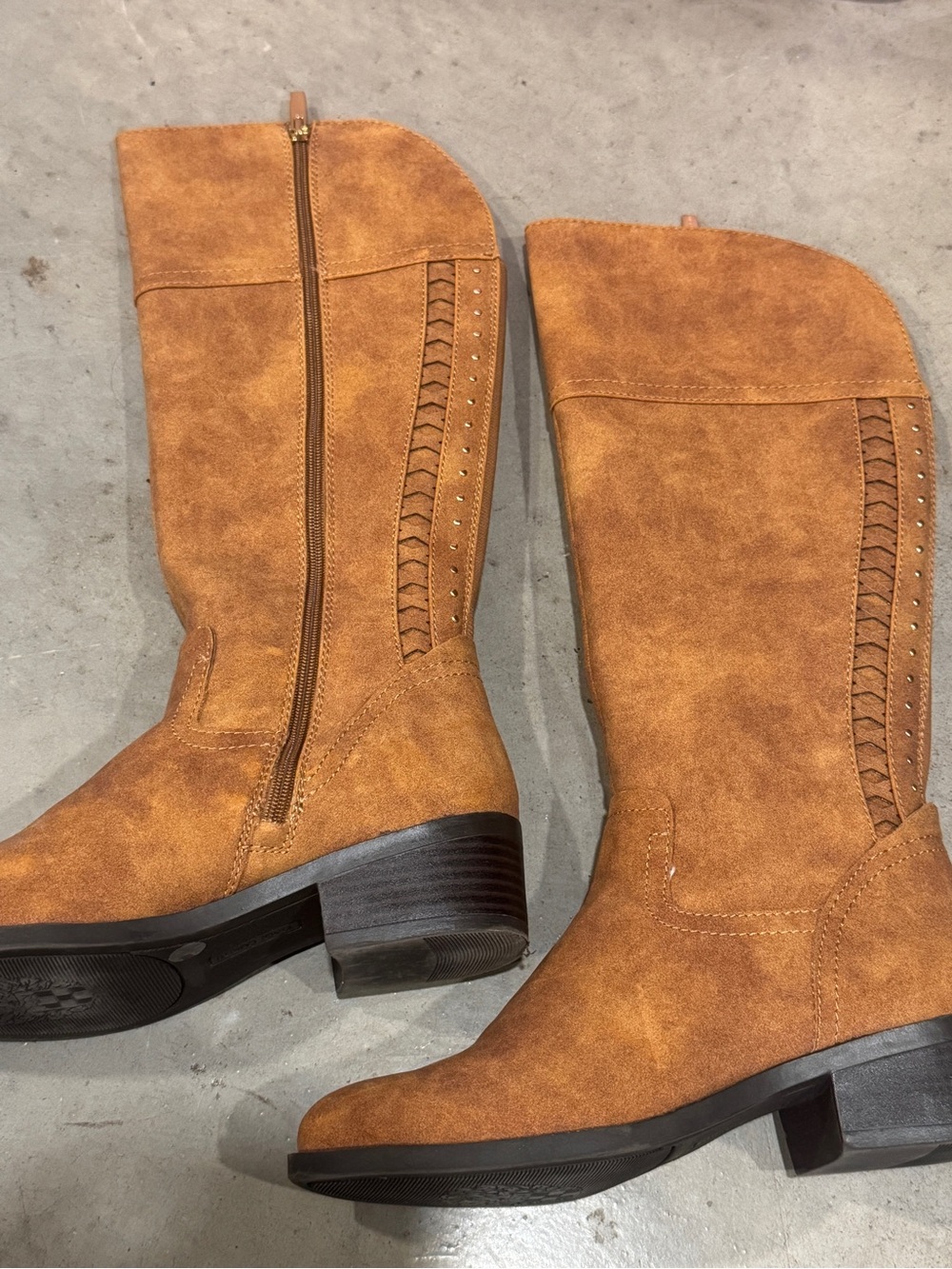 Tall Tan Suede Riding Boots